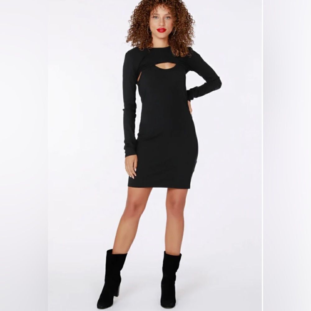 Bobi Black Two Piece Cut Out Dress Size S